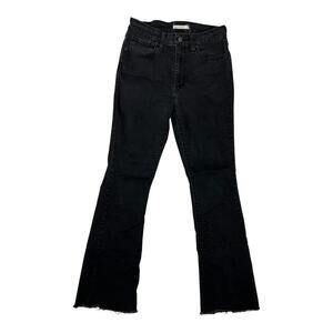 Levi's 725 High Rise Bootcut Jeans Womens 30x32 Black Raw Hem Stretch Denim